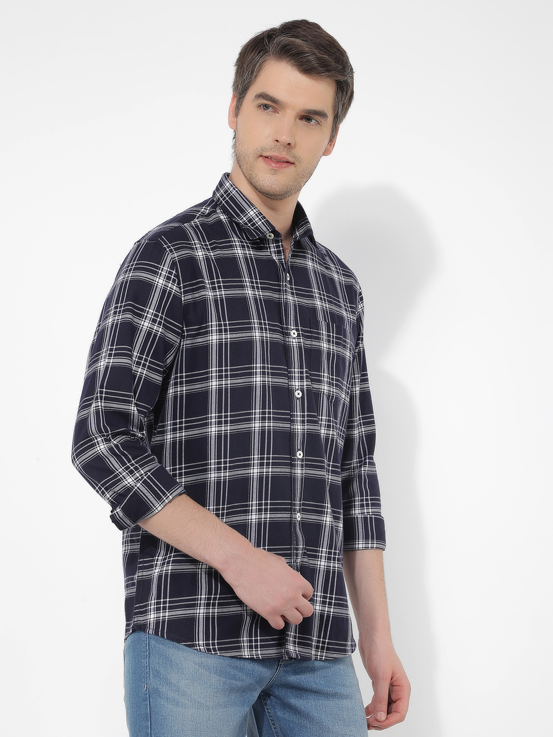 Numero Uno Men Checkered Navy Shirt